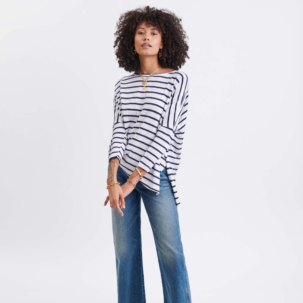 NEW with Tags - MerSea Catalina Slub Tee: Navy & White Stripes - One Size (O/S)